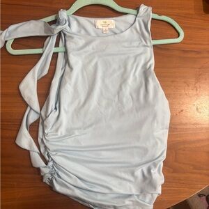 Light Blue Sleeveless Top with Side Tie